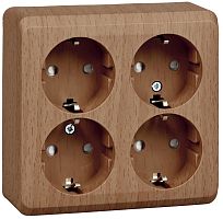 Розетка с заземлением накладная Systeme Electric Этюд Дача 4-м. шторки бук картинка